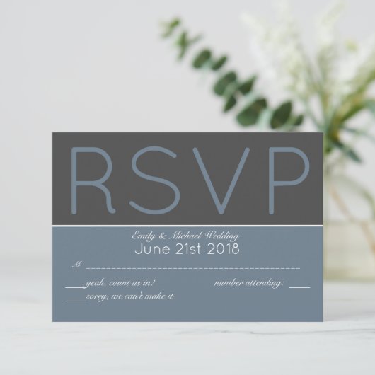 Staalblauw RSVP Modern met Menu Keuzes (Staand voorkant)