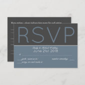 Staalblauw RSVP Modern met Menu Keuzes (Voorkant / Achterkant)