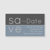 Staalblauw Save The Date Magnetische Trouwdag (Voorkant)