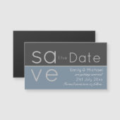 Staalblauw Save The Date Magnetische Trouwdag (Voorkant / Achterkant)