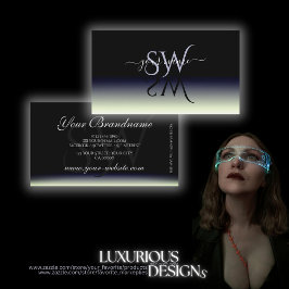 Staalblauw Zwart Wit Gradient Shadow Initialen Visitekaartje