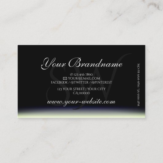 Staalblauw Zwart Wit Gradient Shadow Initialen Visitekaartje (Achterkant)