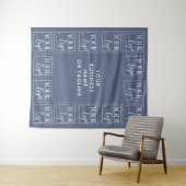 Staalblauwe achtergrond met uw logo en tekst wandkleed (In Situ (horizontaal))