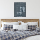 Staalblauwe grijze abstracte Strette Canvas afdruk (Insitu (Slaapkamer))