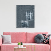 Staalblauwe grijze abstracte Strette Canvas afdruk (Insitu (Woonkamer))