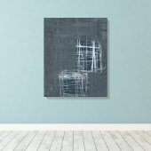 Staalblauwe grijze abstracte Strette Canvas afdruk (Insitu (Houten vloer))