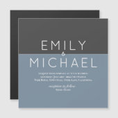 "Staalblauwe MAGNETISCHE Trouw Save The Date Uitno (Voorkant / Achterkant)