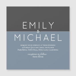 "Staalblauwe MAGNETISCHE Trouw Save The Date Uitno