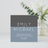 Staalblauwe Moderne Trouw Uitnodiging - Krachtig (Staand voorkant)