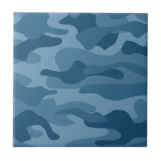 Staalblauwe Monocolor Camo Tegeltje (Voorkant)