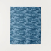Staalblauwe Monocolor Camo Wandkleed (Voorkant)