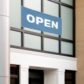 Staalblauwe OPEN Banner (Buitenkant Gebouw)