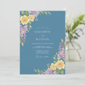 Staalblauwe Sering Eucalyptus Bruiloft Kaart (Staand voorkant)