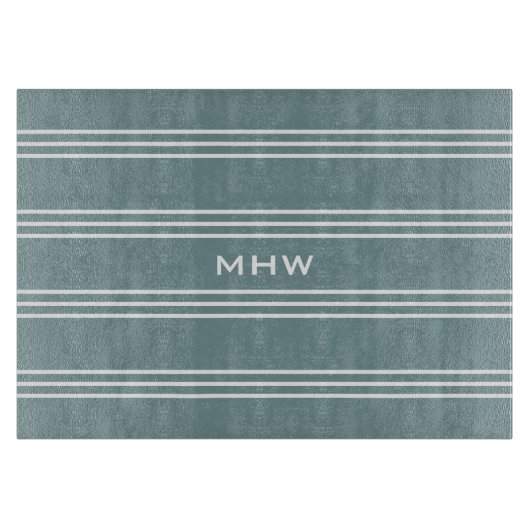 Staalblauwe strips aangepaste monogram snijplaten snijplank (Voorkant)