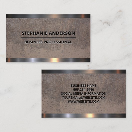 Staalglansmachine | Textielwand Visitekaartje (Voorkant / Achterkant)