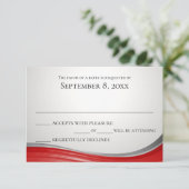 staalgolf rode reactie RSVP kaartje (Staand voorkant)