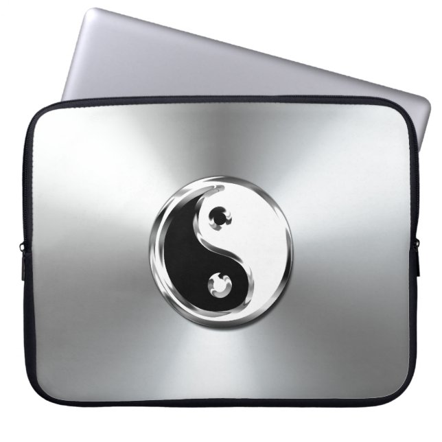 Staalgradiënt grafisch symbool Yin-Yang Laptop Sleeve (Voorkant)