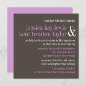 Staalgrijze lila typografie moderne bruiloft kaart (Voorkant / Achterkant)