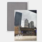 Staalkleurige lucht NYC Magneet (Voorkant / Achterkant)