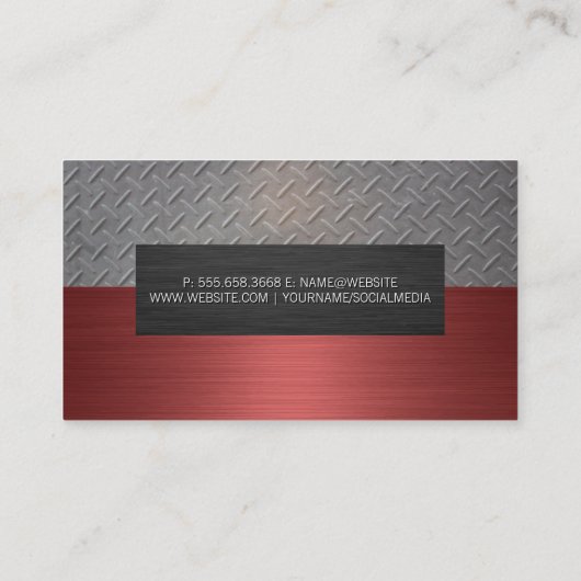 staalpatroon | Rood metaal geborsteld Visitekaartje (Achterkant)