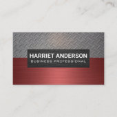 staalpatroon | Rood metaal geborsteld Visitekaartje (Voorkant)