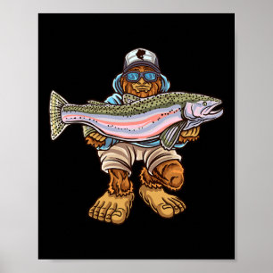 Staalregen Forelvisser Bigfoot Rivier Visser  Poster