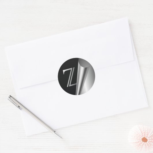 Staalschil Monogram "Z" Ronde Sticker (Envelop)