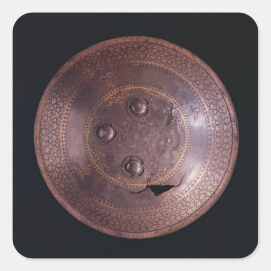 Staalschild met versiering van ongecompliceerd gou vierkante sticker (Voorkant)