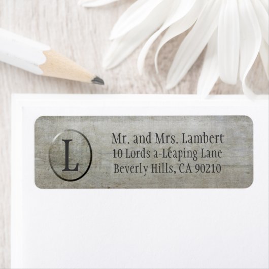 Staaltextuur Monogram  Etiket (Insitu)