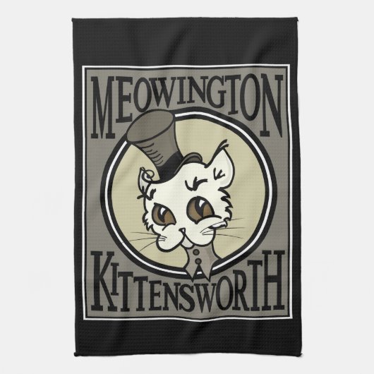 STAAMPUNK KITTY CAT GRAPHIC KITCHEN TOWEL THEEDOEK (Verticaal)