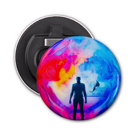 Staan in kleuren button flesopener (Voorkant)