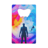 Staan in kleuren creditkaart flessenopener (Achterkant)