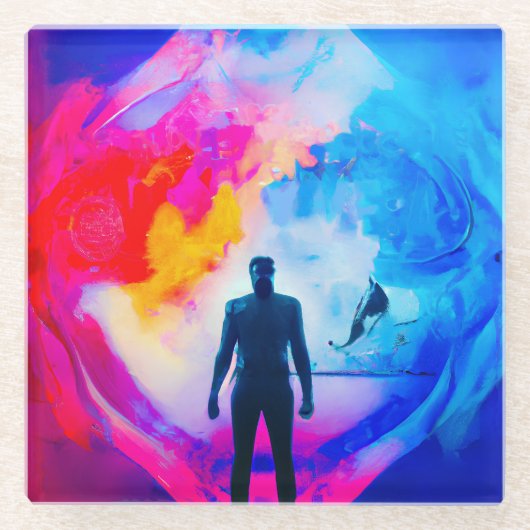 Staan in kleuren glazen onderzetter (Voorkant)