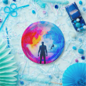 Staan in kleuren papieren bordje (Feest)