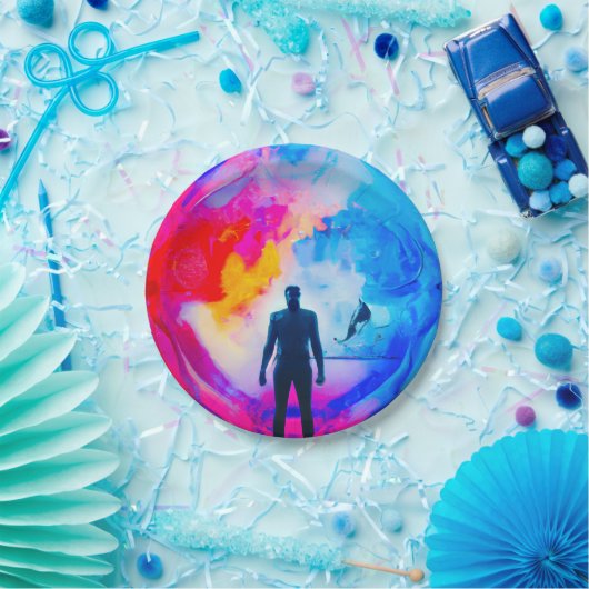 Staan in kleuren papieren bordje (Feest)