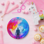 Staan in kleuren papieren bordje (Feest)