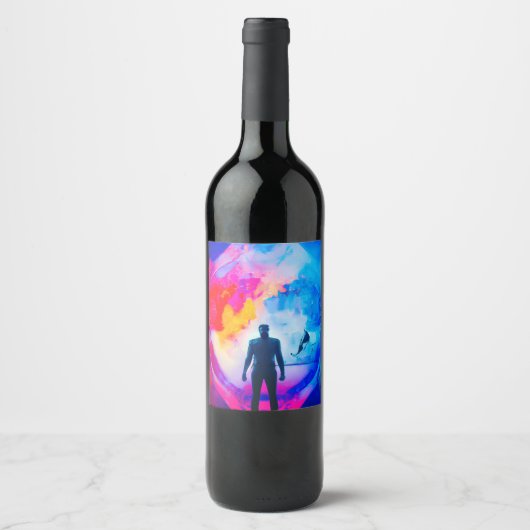 Staan in kleuren wijn etiket (Voorkant)