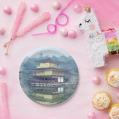 Staan op het gouden paviljoen papieren bordje (Feest)