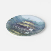 Staan op het gouden paviljoen papieren bordje (Gekanteld)