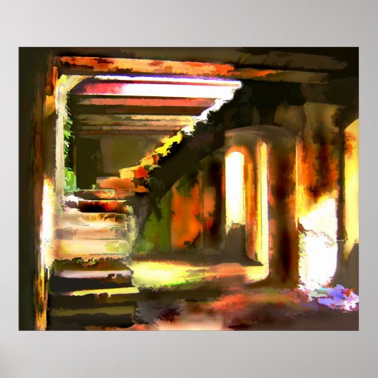 Staanbaan naar een lege kelder poster (Voorkant)