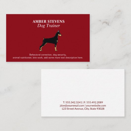 Staand Hond Dierenverzorging en Training Visitekaartje (Voorkant / Achterkant)