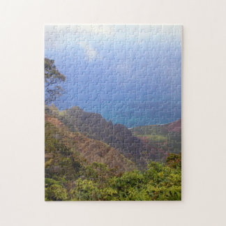 Staand nabij de top van de berg legpuzzel