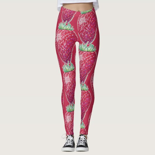 Staande aardbei leggings (Voorkant)