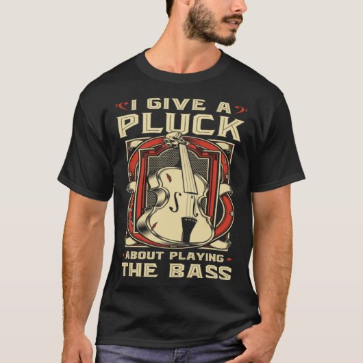 Staande bas Ik geef een pluck dubbele bas viool T-shirt (Voorkant)
