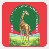 staande giraffe vierkante sticker (Voorkant)