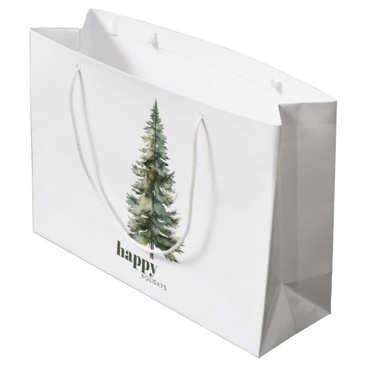 Staande hoge groene dennenboom groot cadeauzakje (Achterkant Gekanteld)