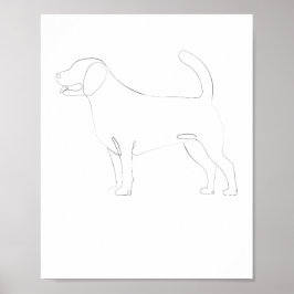 Staande hond One-Line Drawing 1 Poster