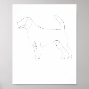 Staande hond One-Line Drawing 1 Poster