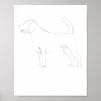 Staande hond One-Line Drawing 1 Poster