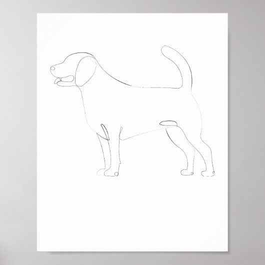 Staande hond One-Line Drawing 1 Poster (Voorkant)